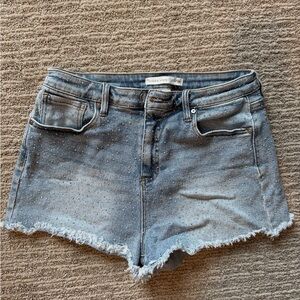 Altar'd State Light Blue Denim Shorts with Rhinestone Embellishment